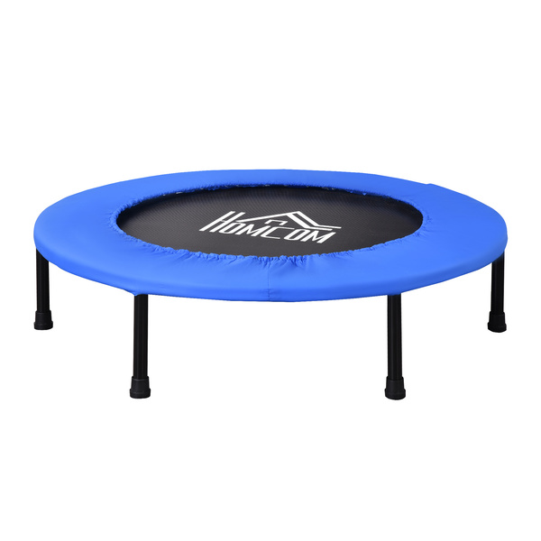 HOMCOM 36" Mini Fitness Trampoline Home Gym Yoga Exercise Rebounder Indoor Outdoor Jumper with Safety Pad, Support Up to 100 KG, Blue and Black