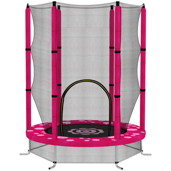 AIYAPLAY 4.6ft Toddler Trampoline w/ Safety Enclosure Net, for Indoor Outdoor Use, Ages 3-6 Years, Pink