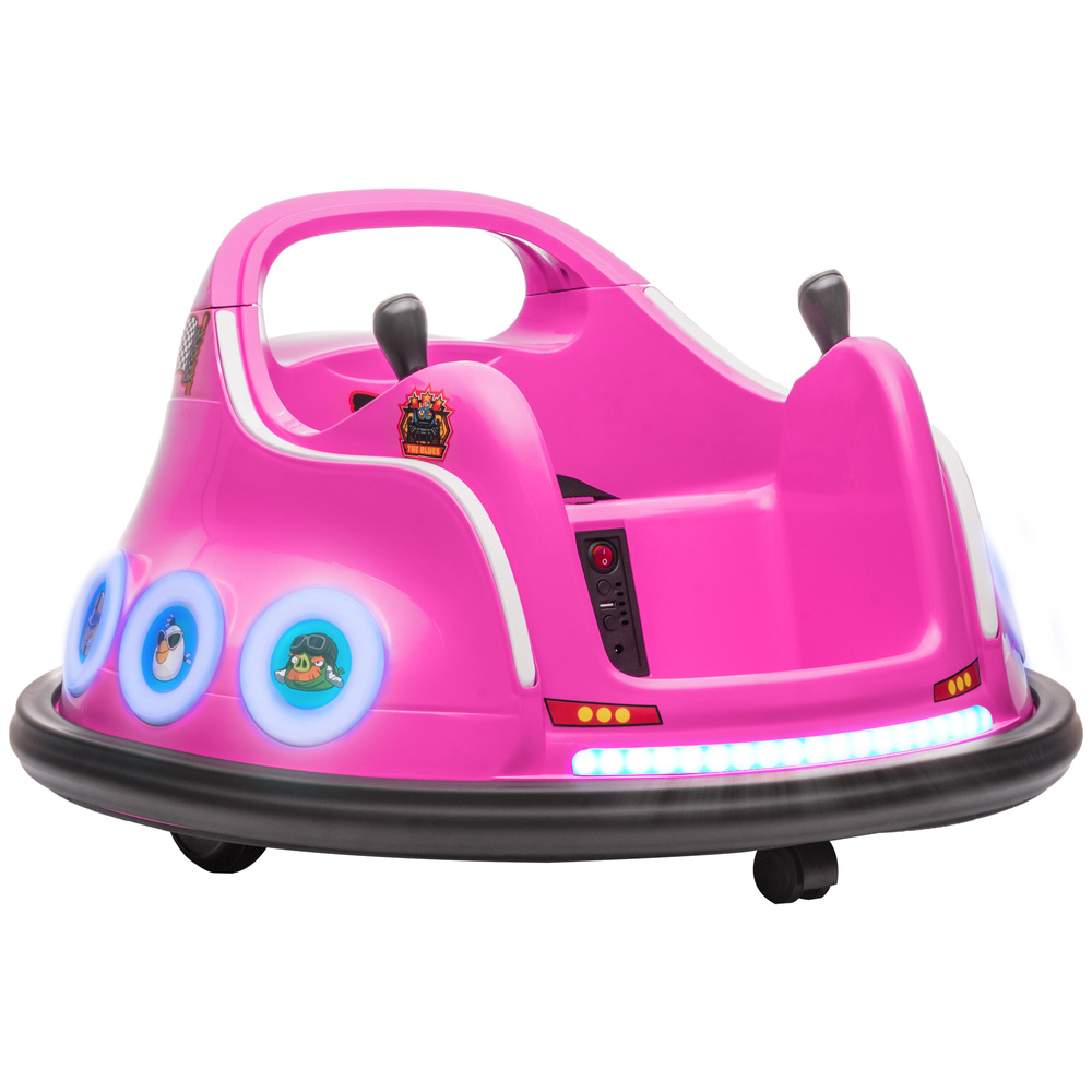 AIYAPLAY Angry Bird Licensed Waltzer Car, 12V Kids Bumper Car w/ Joysticks, Remote, Music LED Lights, Pink