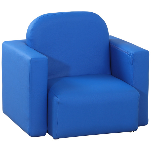HOMCOM 2 In 1 Toddler Sofa Chair,  48 x 44 x 41 cm, for Game Relax Playroom, Blue