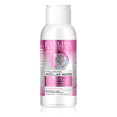 Eveline FaceMed+ Hialuronowy Płyn Micelarny 3w1 do Cery Wrażliwej i Suchej 100ml