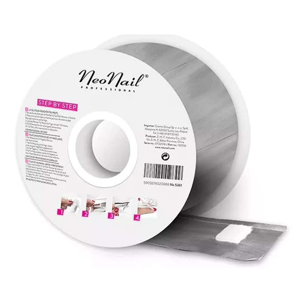 NeoNail Nail Foil Wraps Folia do Usuwania Lakieru Hybrydowego w Rolce 250 Sztuk