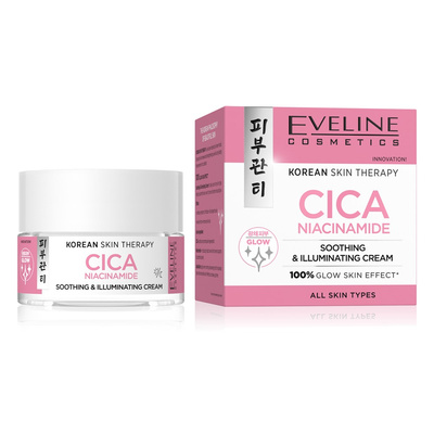 Eveline Cosmetics Korean Skin Therapy Cica Niacynamid Kojący Krem Rozświetlający 50ml