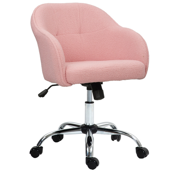 HOMCOM 46-56 cm Teddy Fleece Office Chair - Pink