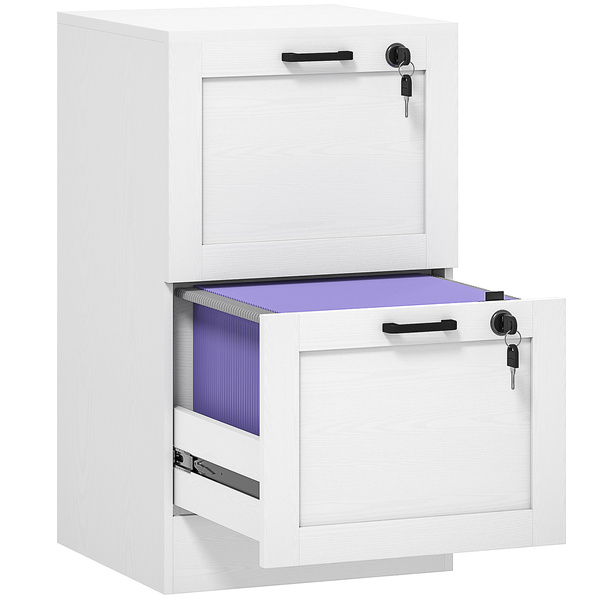 HOMCOM 2-Drawer Filing Cabinet with Lock - White