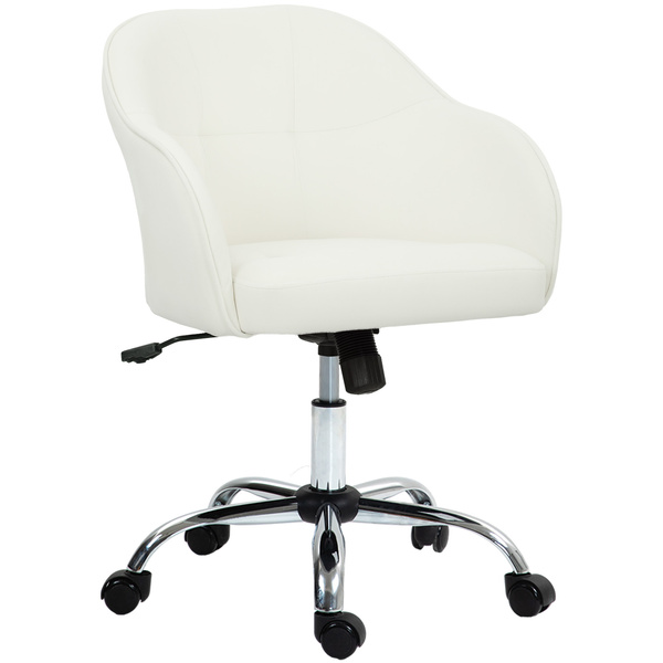 HOMCOM 46-56 cm Velvet-feel Office Chair - Cream