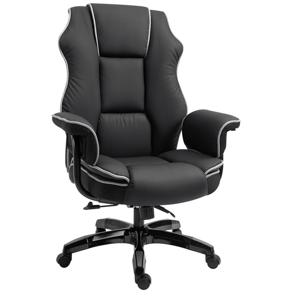 Vinsetto Faux Leather Executive Office Chair, with Contrast Piping - Black/White