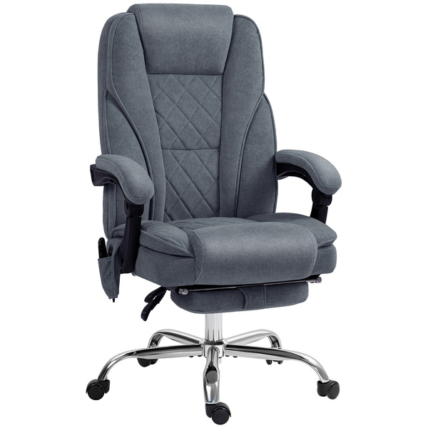 Vinsetto Massage Office Chair, Heated Reclining Computer Chair with Adjustable Height and Footrest, Dark Grey