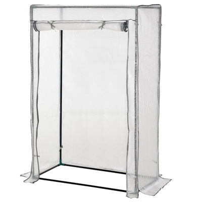 Outsunny 100 x 50 x 150cm Tomato Greenhouse with Roll-up Door, Mini Greenhouse with PE Cover, Outdoor Grow House Small Green House for Yard, Balcony, Garden, White