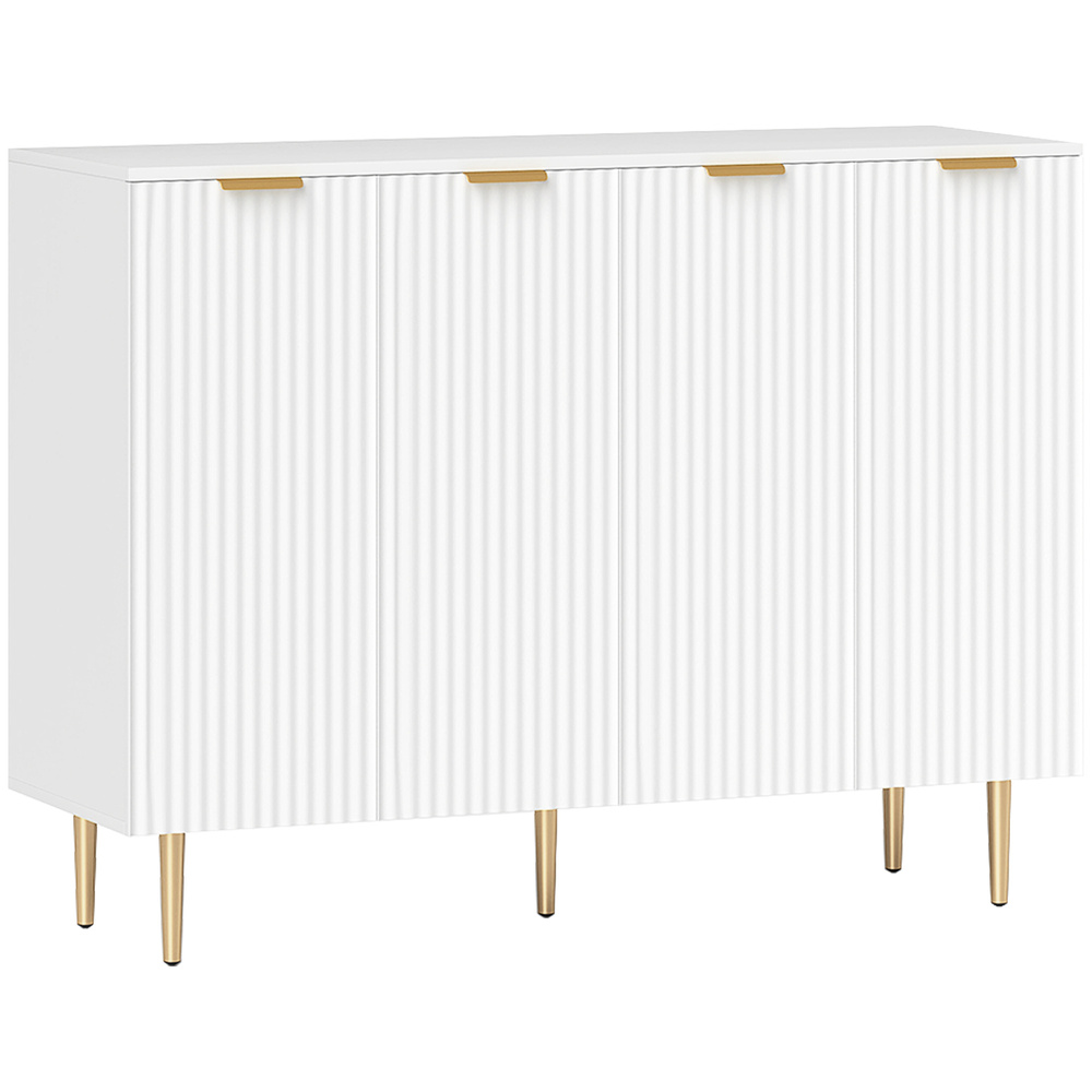 HOMCOM Sideboard Buffet Cabinet, Modern Kitchen Storage Cabinet with 4 Doors and Adjustable Shelves, White