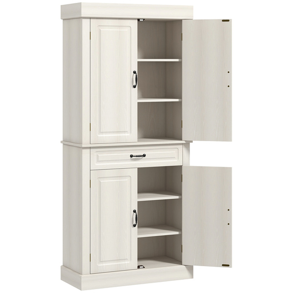 HOMCOM Tall Kitchen Cupboard, Kitchen Pantry Cabinet with Drawer, Shelves, Cream White