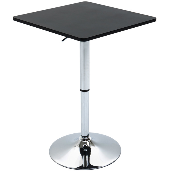 HOMCOM Modern Height Adjustable Counter Bar Table with 360° Swivel Tabletop and Electroplating Metal Base, Pub Desk for Living Room, Kitchen, Restaurant, Pub, Black and Silver