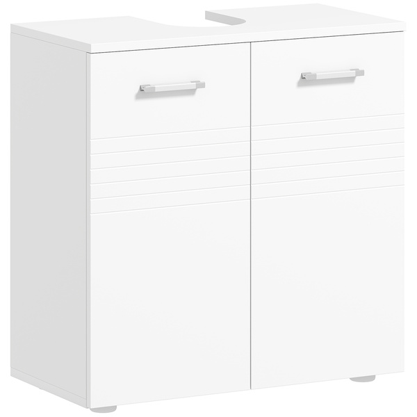 kleankin Under Sink Cabinet, Bathroom Vanity Unit, Pedestal Under Sink Design, Storage Cupboard with Adjustable Shelf, High Gloss, White
