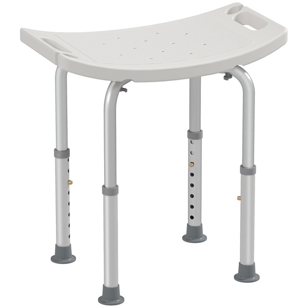 HOMCOM Height Adjustable Bath Stool, Aluminium Shower Stool with Non-Slip Pads for Elderly, Disabled, Seniors, Pregnant, White