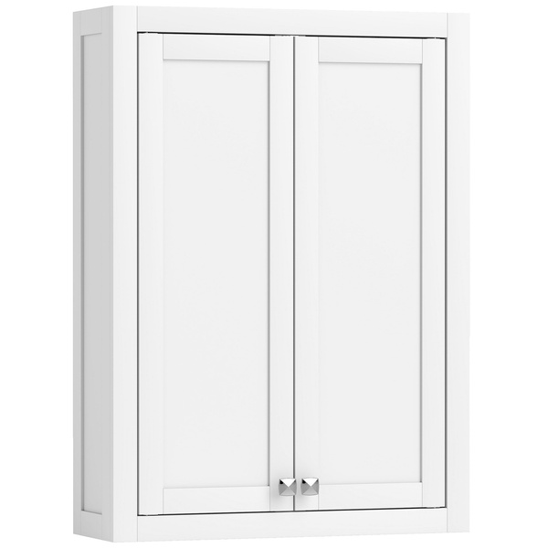 HOMCOM Bathroom Wall Cabinet with Adjustable Shelves - White