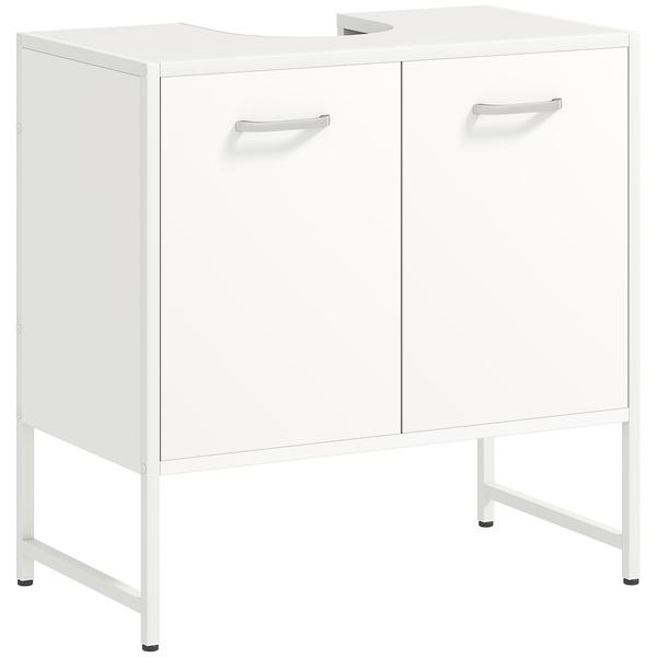 HOMCOM Bathroom Vanity Unit, Under Sink Storage Cabinet with Soft-Close Doors for Basin without or with Pedestal, White