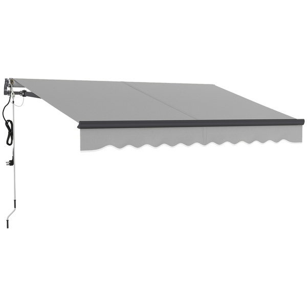 Outsunny 3 x 2.5m Electric Awning with Remote Controller, Aluminium Frame DIY Retractable Awning, UV30+ Sun Shade Canopy for Garden Patio Deck Door Window, Light Grey