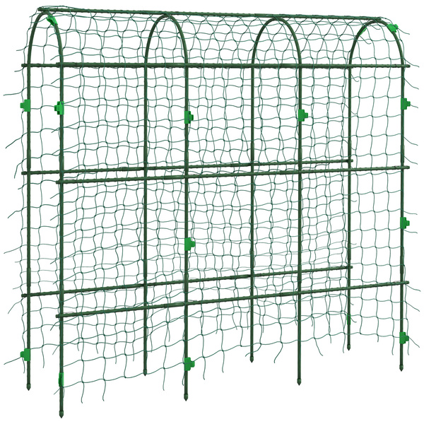 Outsunny 183 cm Tall Metal Garden Trellis, Arch Trellis for Climbing Plants Outdoor with Climbing Net