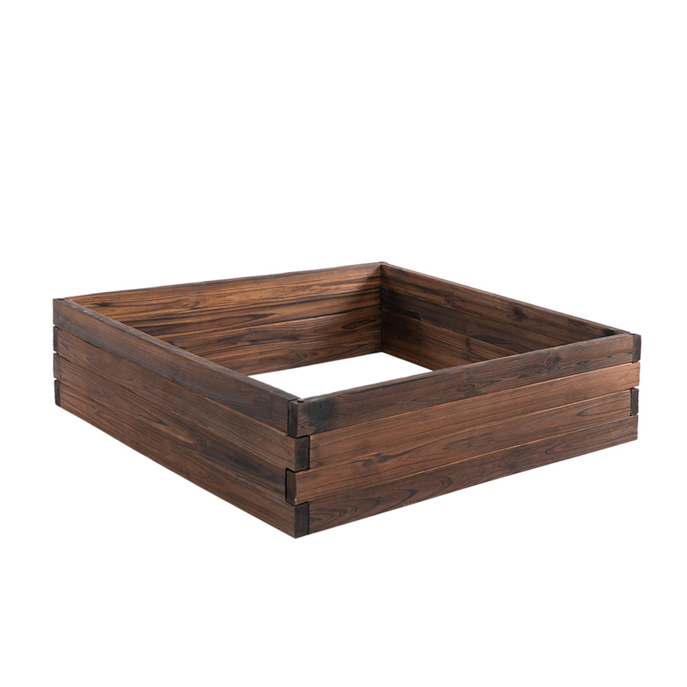Outsunny 128L Wooden Raised Beds for Garden Planter Grow Containers For Outdoor Patio Plant Flower Vegetable 80L x 80W x 22.5H cm