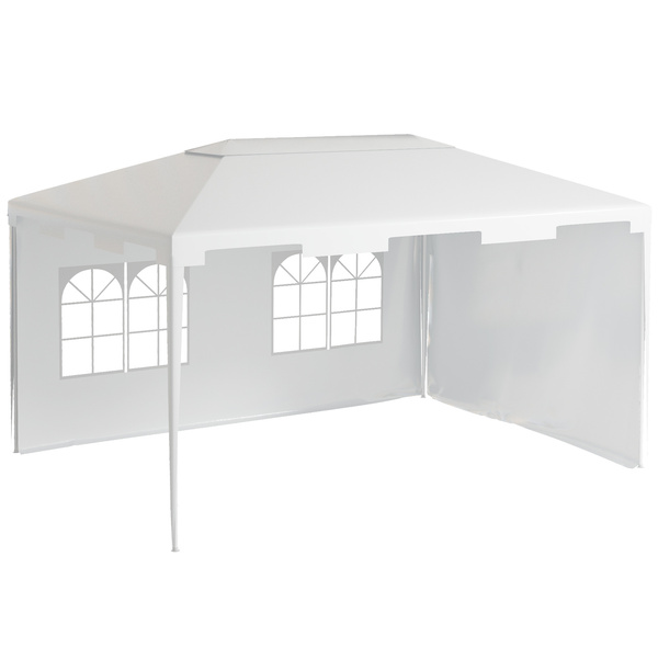 Outsunny 3 x 4 m Garden Gazebo Shelter Marquee Party Tent with 2 Sidewalls for Patio Yard Outdoor - White