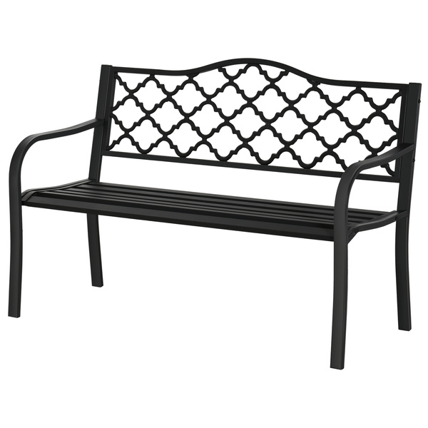 Outsunny 2-Seater Garden Bench Antique Loveseat for Yard, Lawn, Porch, Patio, Steel