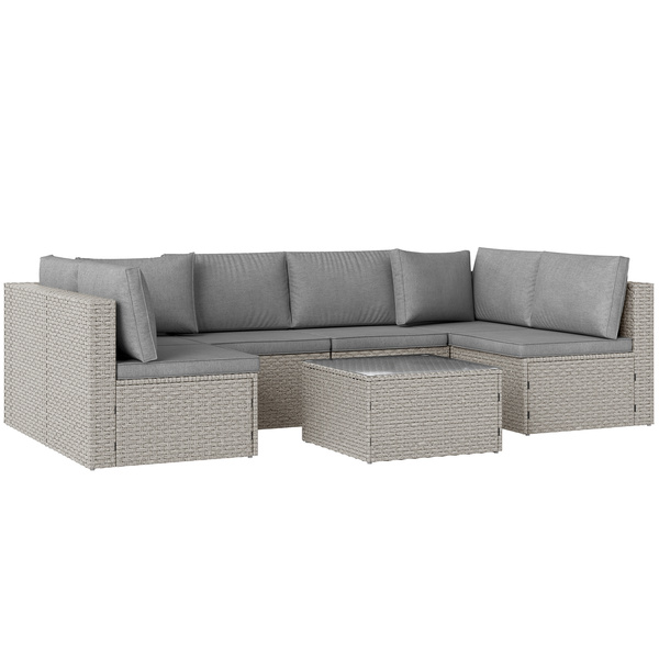 Outsunny Seven-Piece Modular Rattan Set - Grey