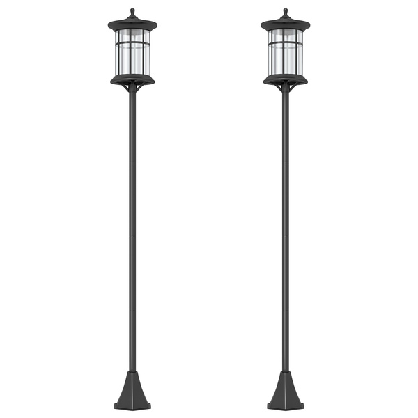 Outsunny Set of Two 1.8m Traditional Style Solar Lamp Posts - Black