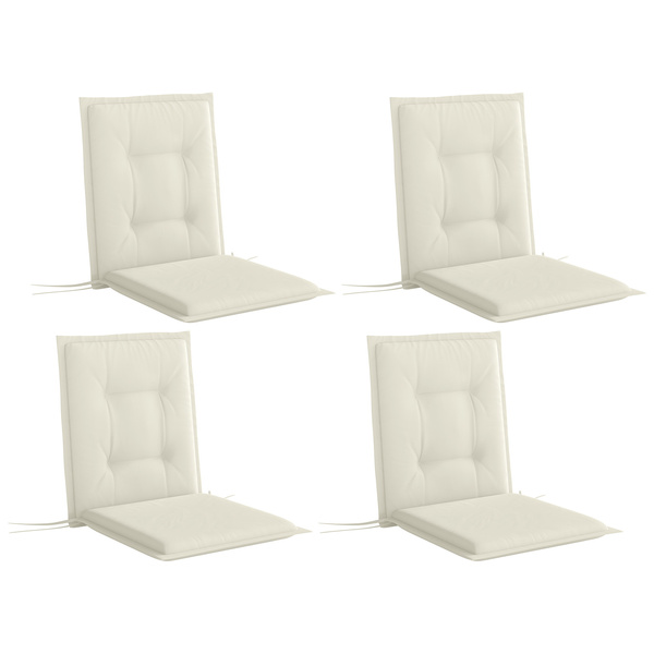 Outsunny Set of Four Padded Garden Seat Cushions - White