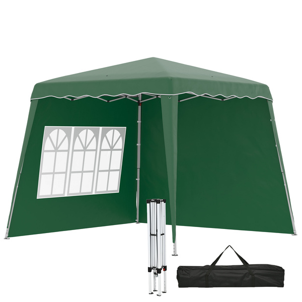 Outsunny 2.4 x 2.4m Two Wall Pop Up Gazebo - Green