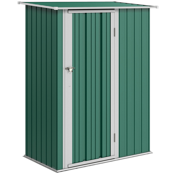 Outsunny 5ft x 3ft Garden Storage Shed, Outdoor Metal Shed with Sloped Roof, Lockable Door for Tools, Equipment, Green