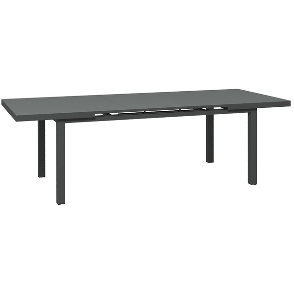 Outsunny Aluminium Garden Table for 6-8, 246 cm Extending Outdoor Dining Table Rectangle for Patio, Balcony - Charcoal Grey