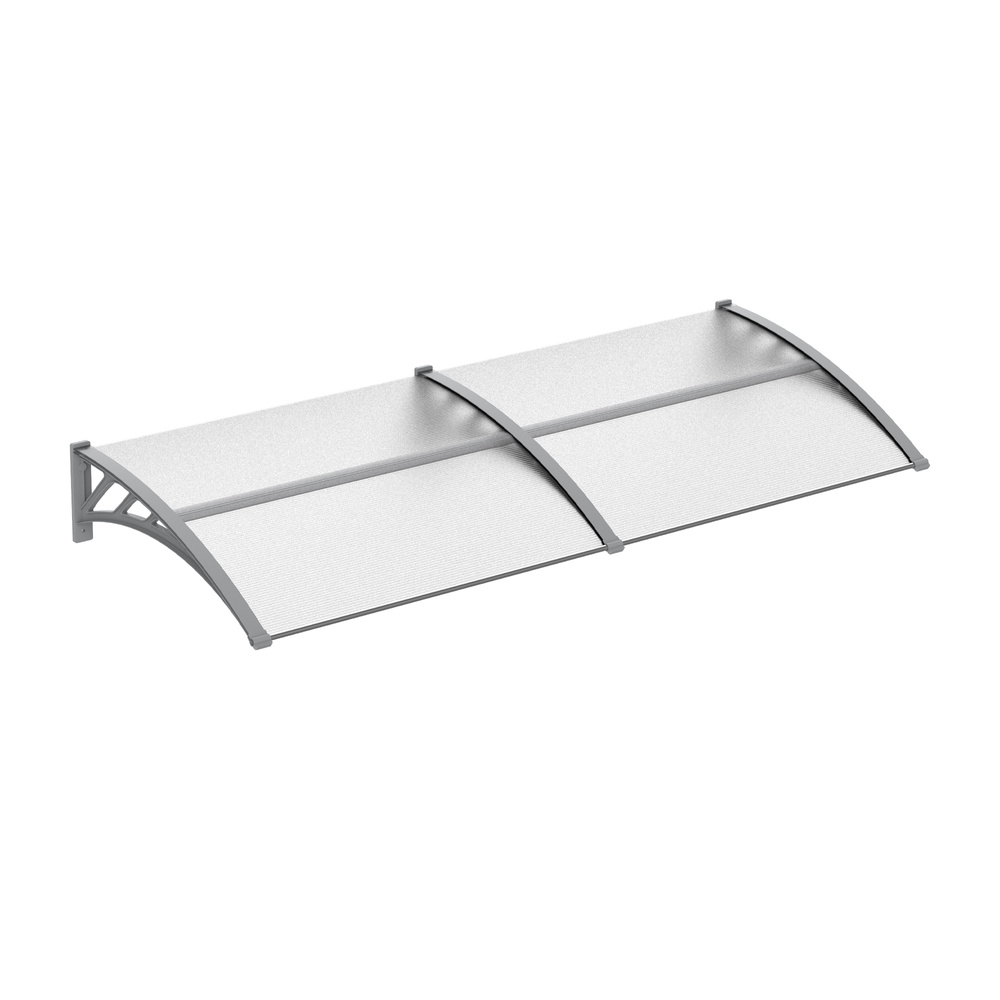 Outsunny Front Door Canopy Outdoor Awning Aluminium Rigid Plastic Polycarbonate Rain Shelter UV Water Rain Resistant 196 x 75cm Clear