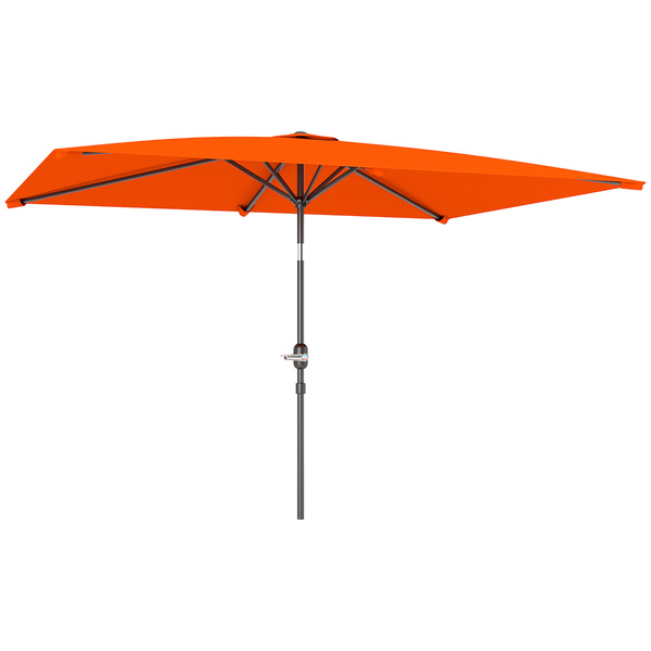 Outsunny 3x2m Patio Parasol Garden Umbrellas Canopy with Aluminium Tilt Crank Rectangular Sun Shade Steel, Orange