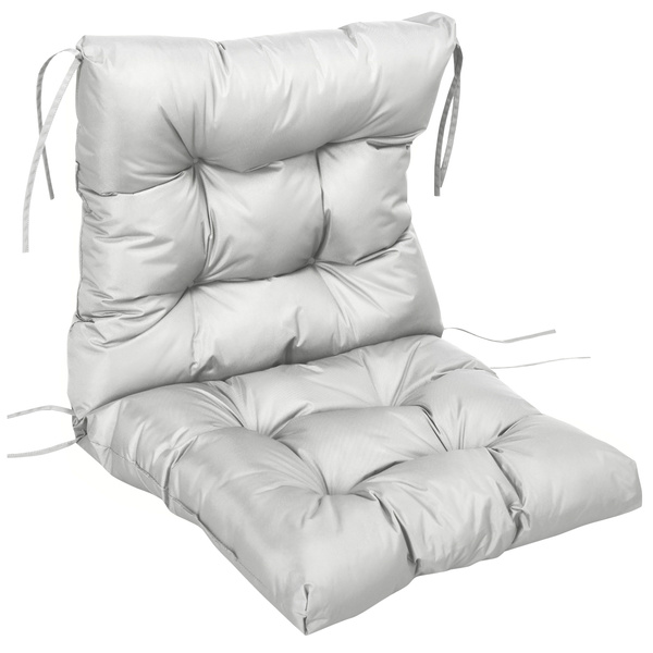 Outsunny Garden Back Chair Cushion, Comfortable Patio Seat Cushion Pad with Backrest for Outdoor & Indoor Use, Light Grey