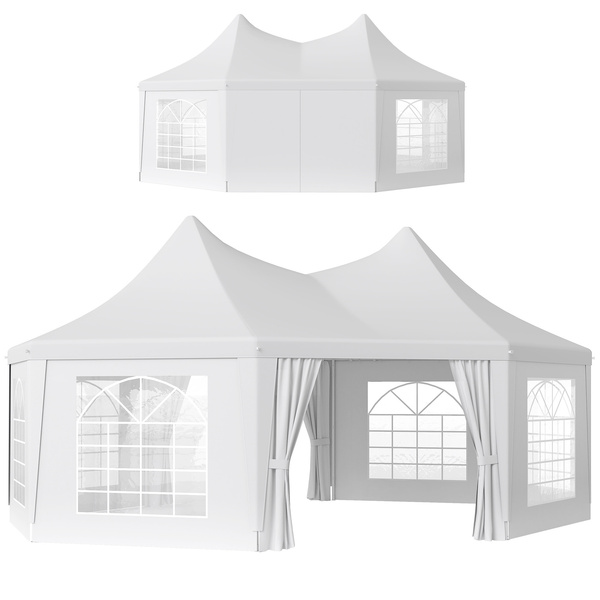 Outsunny 6.8 x 5m Octagonal Marquee Gazebo - White