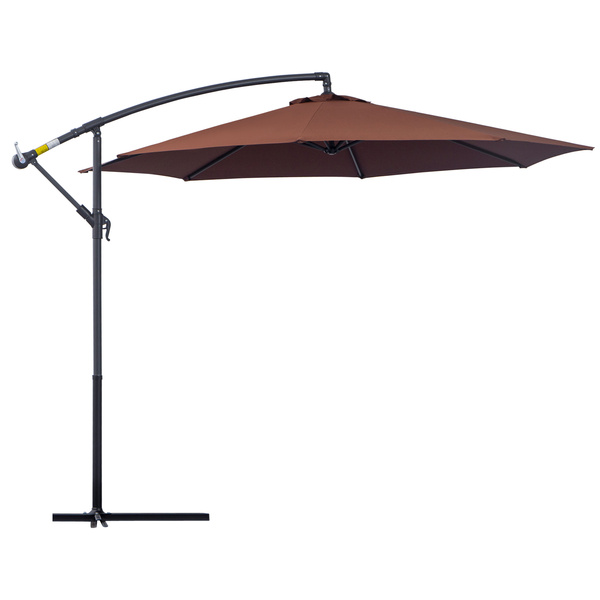 Outsunny Φ3m Hanging Umbrella Parasol-Coffee