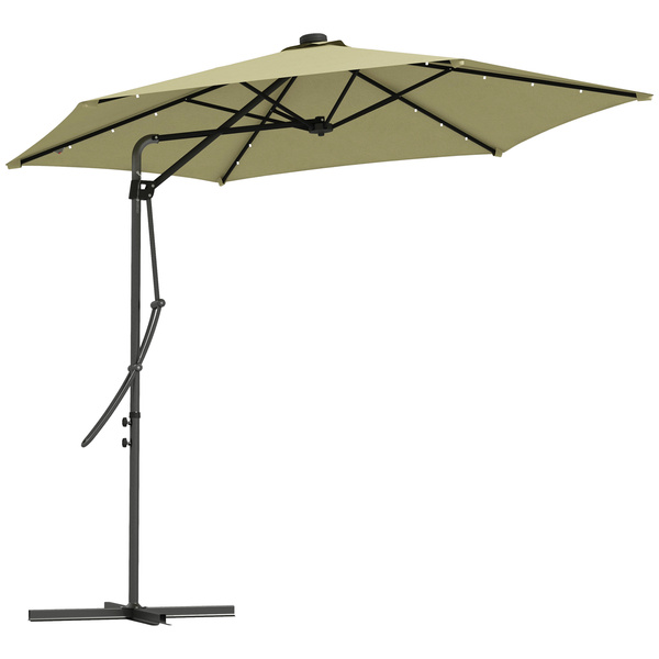 Outsunny 3(m) Solar LED Cantilever Parasol - Beige
