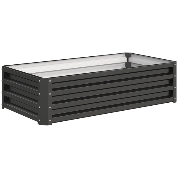 Outsunny Raised Beds for Garden, Galvanized Outdoor Planters, for Herbs and Vegetables, Use for Patio, Backyard, Balcony, Grey
