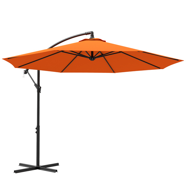 Outsunny 3m Garden Banana Parasol with Cross Base for Garden Family Use, Orange