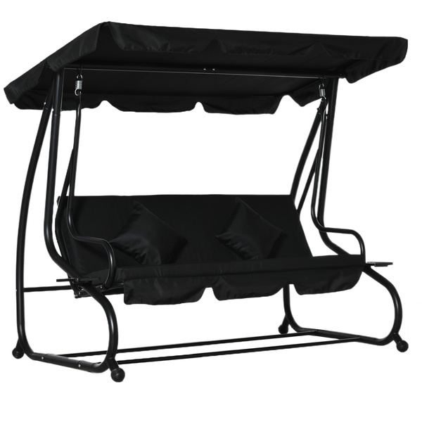 Outsunny Three-Seater Garden Swing Bed - Black