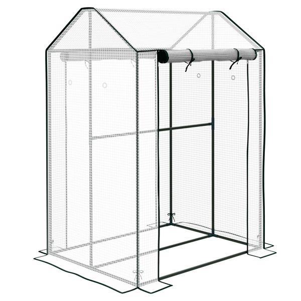 Outsunny Green House, Mini Greenhouse with 2 Roll-up Doors, Vent Holes and Reinforced Cover, 100 x 80 x 150cm