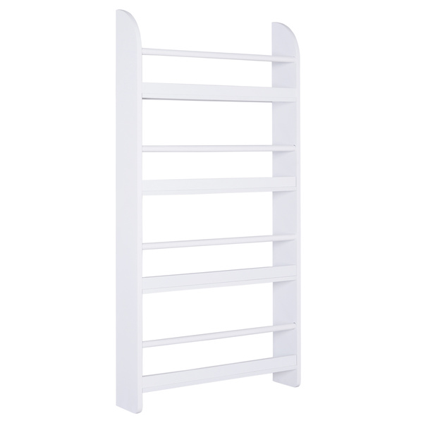 HOMCOM Bookcase, 4 Tier Wall Mounted Bookshelf, 15cm Depth Storage Shelving Rack for Bedroom Nursery Office Home, Accessories Supplies, White