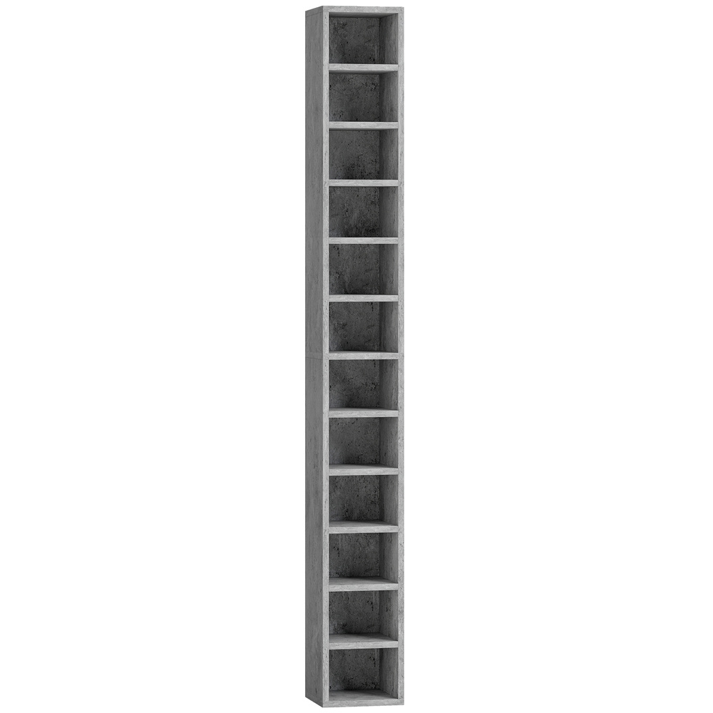HOMCOM 204 CD Tall Narrow Media Storage Tower - Cement Grey