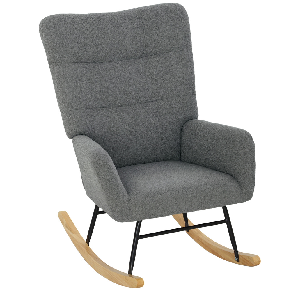 HOMCOM Teddy Fleece Rocking Chair - Grey