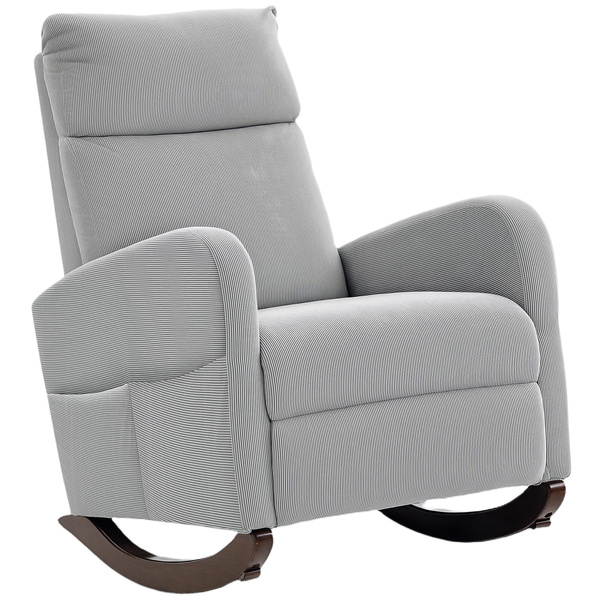 HOMCOM Corduroy Rocking Armchair - Grey