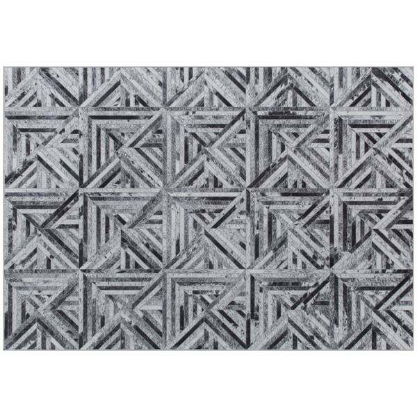 HOMCOM Modern Area Rug, Triangle Pattern Non-Slip Washable Rug, Chenille Floor Carpet for Living Room, Bedroom, Dining Room, Home Office, 290 x 200 cm, Black