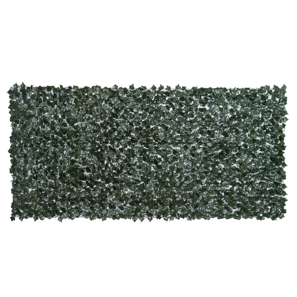 Outsunny 1-Piece Artificial Leaf Hedge Screen Privacy Fence Panel for Garden Outdoor Indoor Decor, Dark Green, 3M x 1.5M