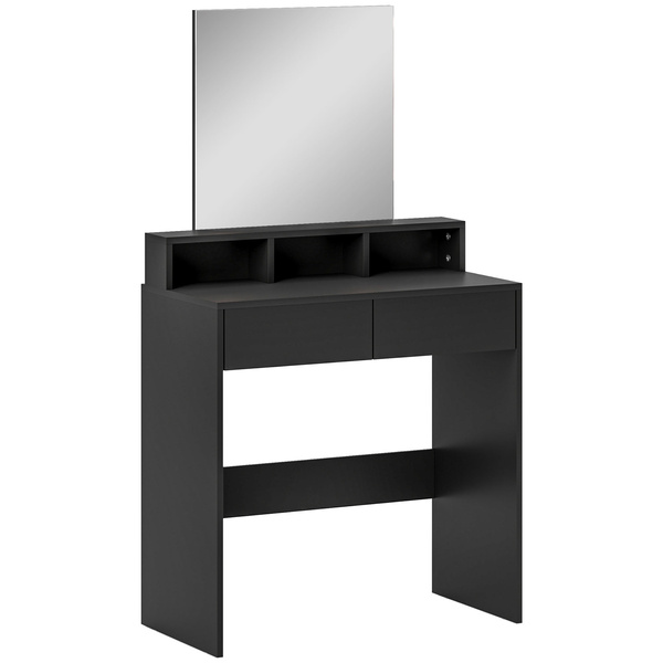HOMCOM Multi-Storage Dressing Table, with Mirror - Black