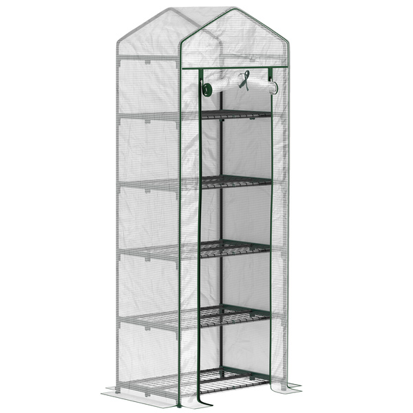 Outsunny 193cm Five Shelf Mini Greenhouse - White