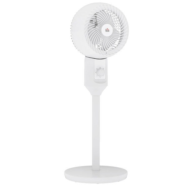 HOMCOM 9" Pedestal Fan, 70° Oscillation 90° Vertical Tilt Oscillating Air Circulator with 3 Speeds, Standing Fan for Home Office, Bedroom, White